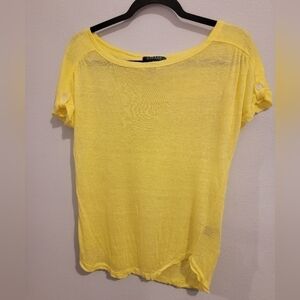 Lauren by Ralph Lauren 100% Linen Sunshine Yellow Gathered back Top‎ Size small